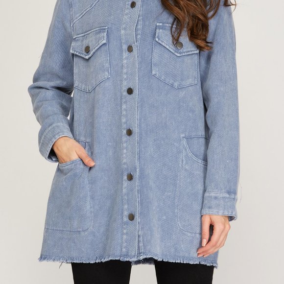 NWT She & Sky Washed Western Button Down Shirt - Picture 3 of 10